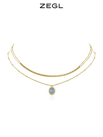 ZEGL復古疊戴雙層項鏈女輕奢小眾設計宮廷風吊墜鎖骨鏈2021年新款