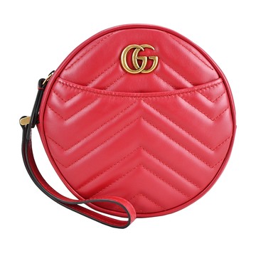 GUCCI GG Marmont愛心縫線手掛式零錢包(紅)