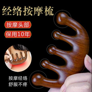 🔥臺灣熱賣 優選好貨🔥 檀木頭部按摩梳傢用頭部經絡梳全身按摩防脫髮多功能頭療神器養生 W742