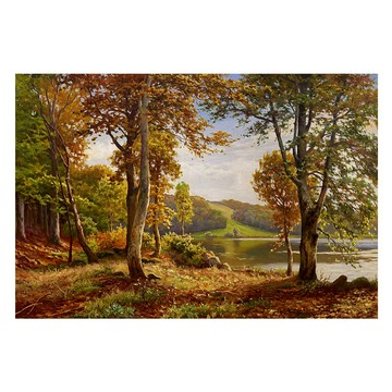 【御畫房】湖畔風景 國家一級畫師手繪油畫60×90cm(VF-194)