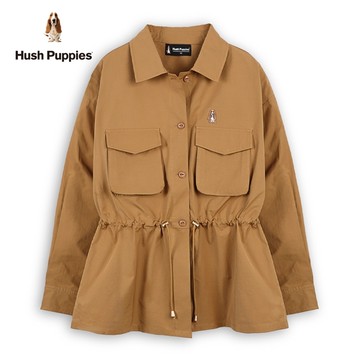Hush Puppies 襯衫 女裝素色休閒腰抽繩刺繡小狗襯衫