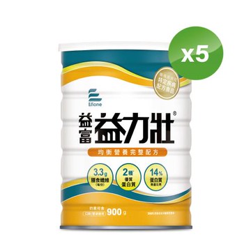 益富 益力壯 營養均衡配方 900g*5罐(乳清蛋白+黃豆蛋白)