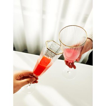 唯物生活 個性創意菱形香檳杯紅酒高腳玻璃杯高檔輕奢風