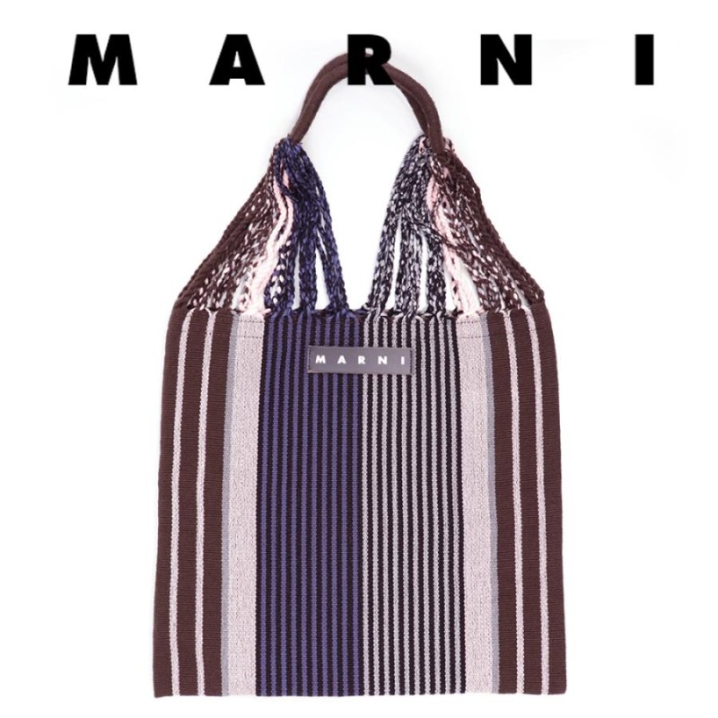 マルニフラワーカフェ ハンモックバッグ ストライプ ブルー MARNI