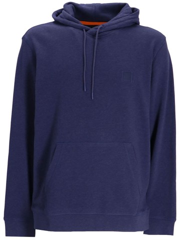 BOSS - logo-patch cotton hoodie - men - Cotton - XXL - Blue