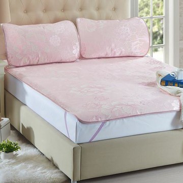 RODERLY 超涼爽透氣冰絲涼蓆 加大三件組-粉