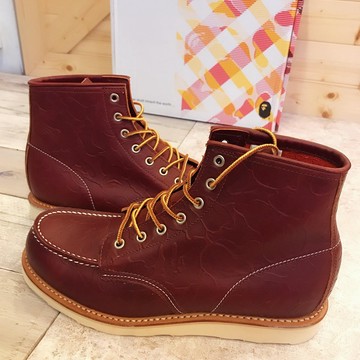 ☆AirRoom☆【現貨】 A BATHING APE BAPE 7HOLE WORK BOOTS 靴子 棕色 滿版