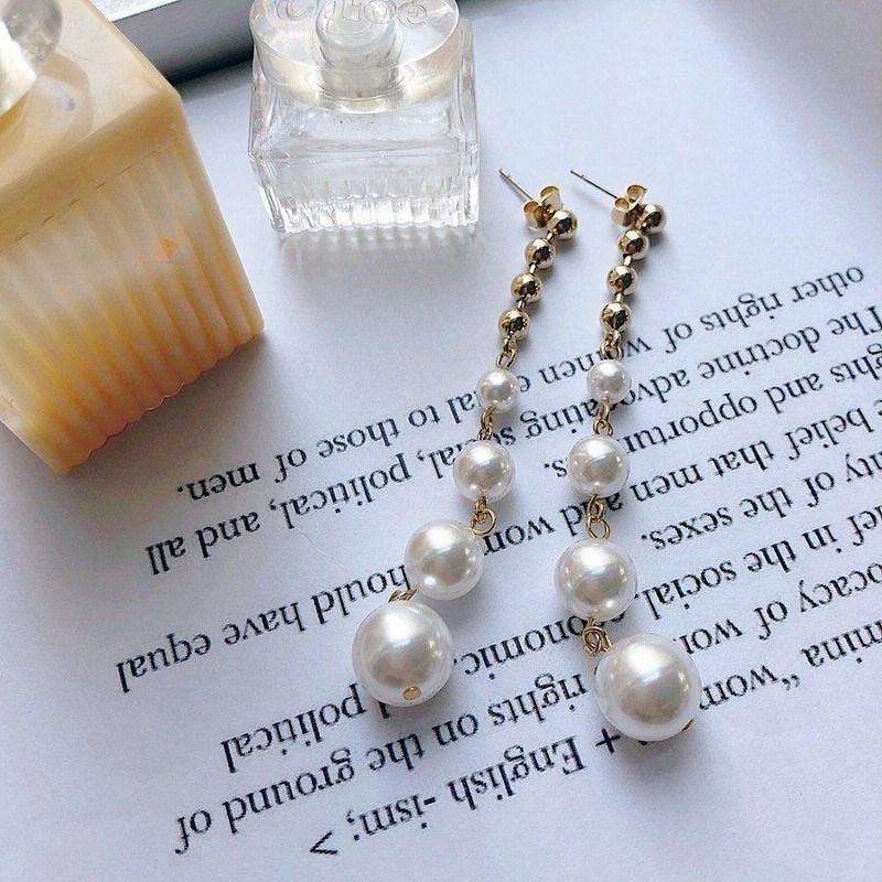 アクセサリー ピアス 韓国 パール パールロングラインピアス ゴールド  