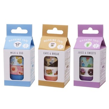 【日本正版】牛奶盒紙膠帶組 美食系列 紙膠帶 3入組 15mm寬 手帳貼