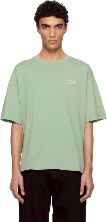 Maison Kitsuné 绿色 Maison Kitsuné Handwriting Embroidery Oversize T 恤