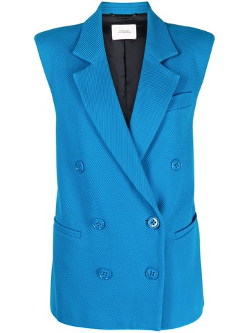 Dorothee Schumacher - notched-lapel double-breasted vest - women - Cotton - 5 - Blue