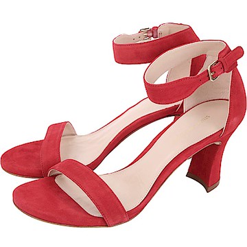 Stuart Weitzman PARTNUDTIZ 紅色麂皮一字繫踝高跟涼鞋