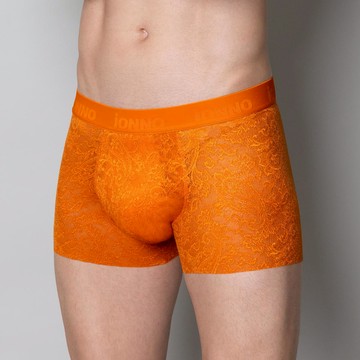 [iONNO] 魔力褲-超彈無痕蕾絲男平口褲-魔力橘