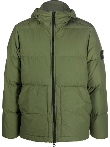 Stone Island - Compass-patch puffer jacket - men - Polyurethane Resin/Polyamide/Polyamide/Feather Down - L - Green