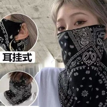 冰絲防曬面罩女全臉護頸掛耳口罩騎行面巾男潮薄款面紗遮陽脖子