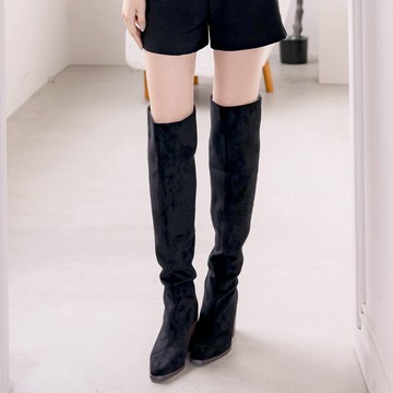 【初秋新品】HS 2WAY兩穿絨面時髦長靴 黑色