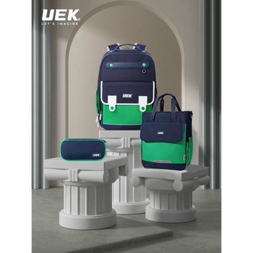 uek小學生書包男1-3-6年級學院風三件套女護脊減負簡約兒童雙肩包