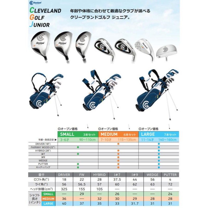 クリーブランドゴルフ　ジュニアセット　 ラージ　７本セット