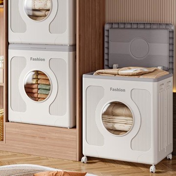 定制衣服收納箱家用翻蓋大容量帶滑輪衣物整理箱雜物被子儲物箱子