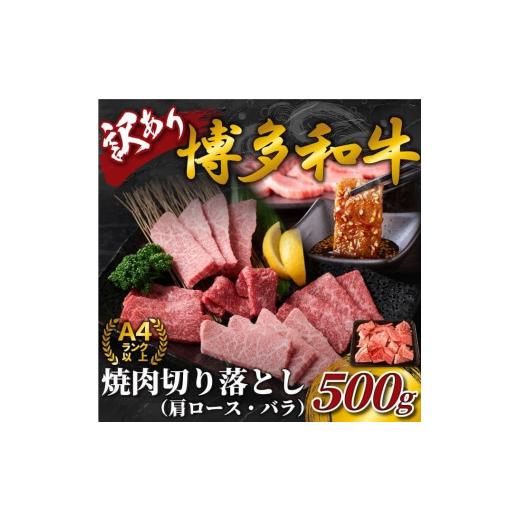 ふるさと納税 福岡県 大川市 訳あり博多和牛焼肉切り落とし500g (肩ロース・バラ)