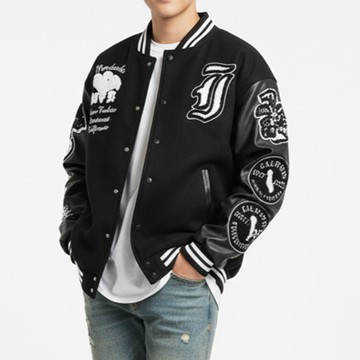 歐美復古街頭幽靈刺繡棒球外套