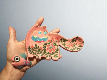 粉紅呆萌小花貓線香組