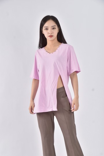 (M) 【趙小僑私服】civri kivri開衩紫色短袖上衣