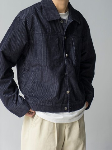 Jacket 重磅燈芯絨外套 日系復古寬鬆短cut剪裁多袋工裝夾克