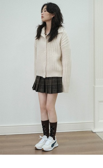 高領毛衣女開衫外套加厚針織上衣