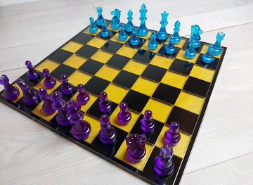 獨特的環氧樹脂西洋棋套裝特大號尺寸 7 公分 |自訂顏色西洋棋套裝