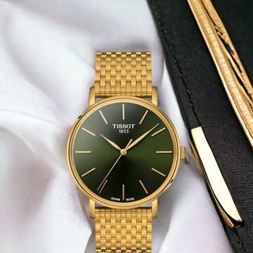TISSOT 天梭 官方授權 EVERYTIME 經典簡約 腕錶 男錶 手錶 -T1434103309100/40mm綠金