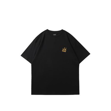 2025新款顯瘦黑色半袖流行潮牌皇冠情侶大碼短袖T恤男女同款夏季