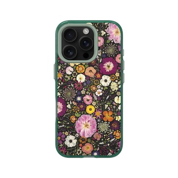 iPhone 16 Pro Clear 憂墨綠 - Flower Press Stuido - 小山谷與紅雛菊