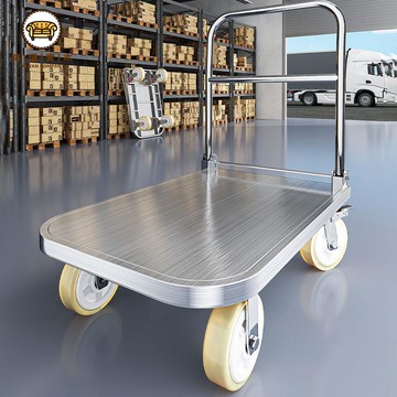 免運 平板車 小推車 拉貨車 搬運車 手推車 不銹鋼平板車手推車搬運車推貨車靜音折疊小推車拉貨車拖車可開立發票 工廠直銷 店長優選 售後保障 j552