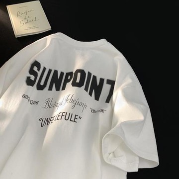 短袖t恤男夏季薄款潮流印花上衣美式高街半袖體恤衫男士休閑衣服