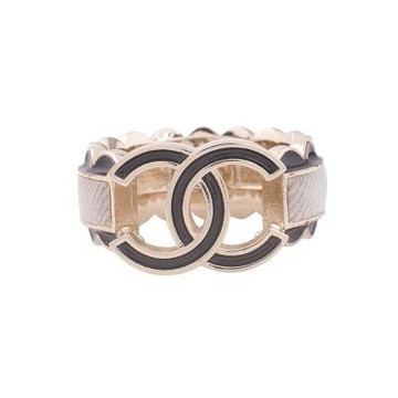 CHANEL 雙C LOGO戒指(金色/珍珠灰)