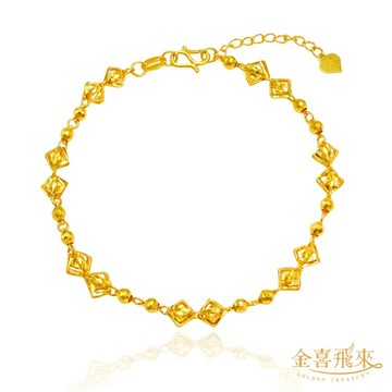 【金喜飛來】黃金手鍊方格珠珠(1.05錢±0.03)【快速出貨】
