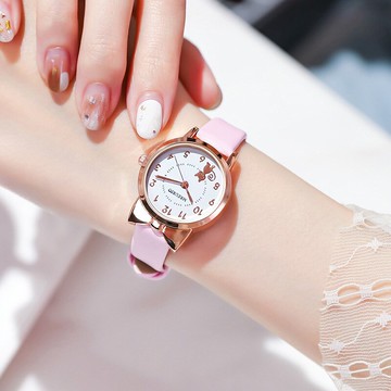 ins韓版可愛女士手表兒童卡通貓咪小學生簡約氣質腕表生日禮物
