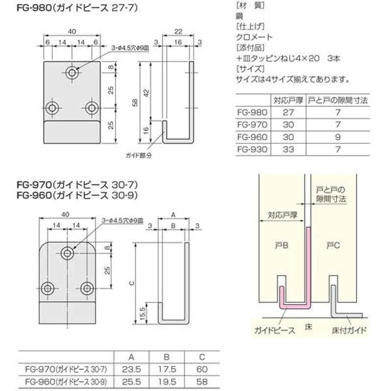 アトムリビンテック 連動引戸金具 SU-100-450 740(DG色・ホワイト) 通販