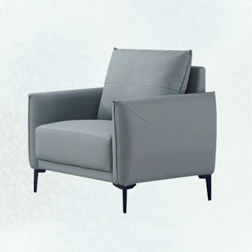 文創集 莫亞克淺灰耐磨皮革單人座沙發椅-83x77x82cm免組