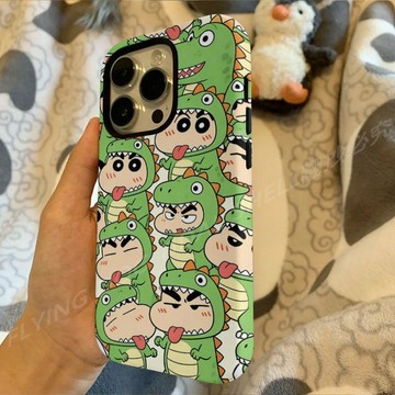 滿屏恐龍小新蘋果17promax手機殼iPhone15pro菲林16Pro二合一14硬13x