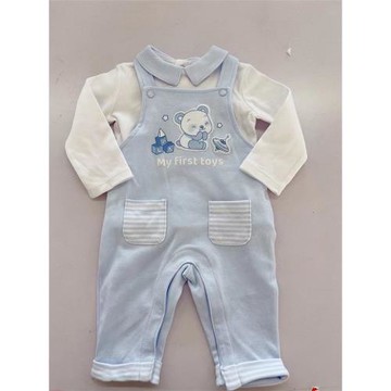 出口法國嬰兒衣服背帶褲套裝春秋純棉寶寶秋衣秋褲男童爬服全棉