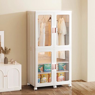 Mr.box 75面寬-新式摺疊成人衣櫥收納櫃 深度55cm 2層-透白面板