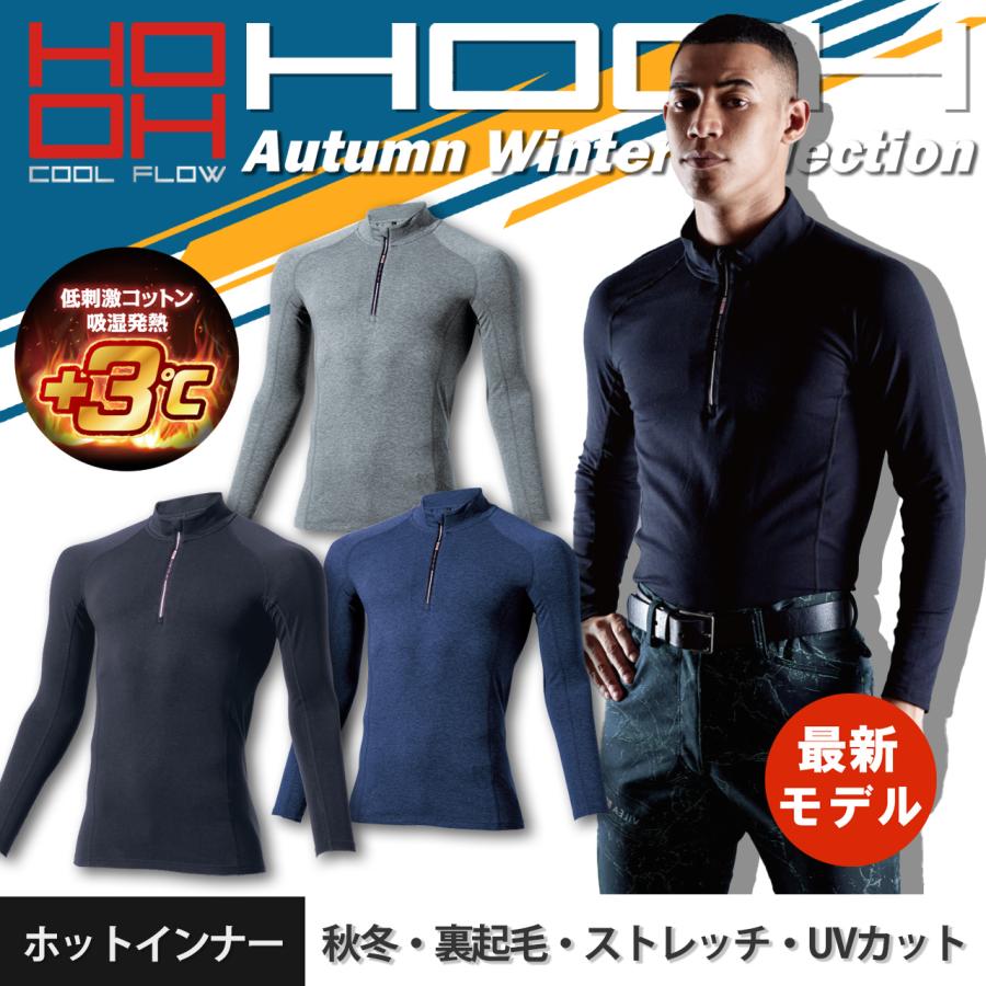 村上被服 鳳皇 HOOH ジップアップホットインナー 裏起毛 コンプレッション ヒートテック 消臭 UVカット 防寒着 作業着 作業服 秋冬 NEW  482 通販 LINEポイント最大0.5%GET LINEショッピング