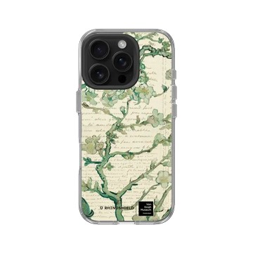 iPhone 16 Pro Clear 透明 - Van Gogh Museum 梵谷博物館 - 盛開的杏花與手寫稿背景