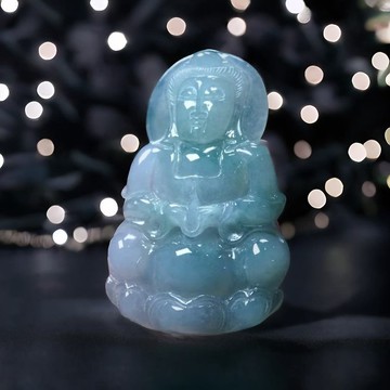 【保平安】冰飄綠翡翠寶瓶觀音菩薩 | 天然緬甸玉翡翠A貨 | 送禮