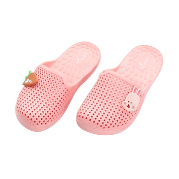 愛生活兒童款家居拖鞋，專利包頭設計，洞洞鞋面，防水透氣，防滑顆粒，內側微足弓曲線  180mm  粉橘色
