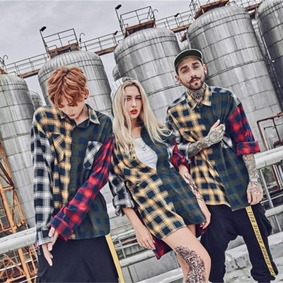 ストリート系ファッション メンズ チェックシャツ 長袖 レディース 原宿系 ダンス 衣装 ビッグ ユニセックス Hiphop I499awwtnh ファッション Windowrevival Co Nz