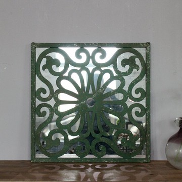 歐式復古實木窗花壁飾 仿古做舊裝飾鏡 別墅家居裝飾品 店鋪裝飾1入