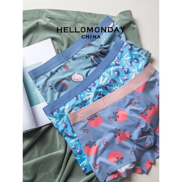 素人工作室內褲男生莫代爾無痕四平角可愛個性潮流短褲一片式透氣